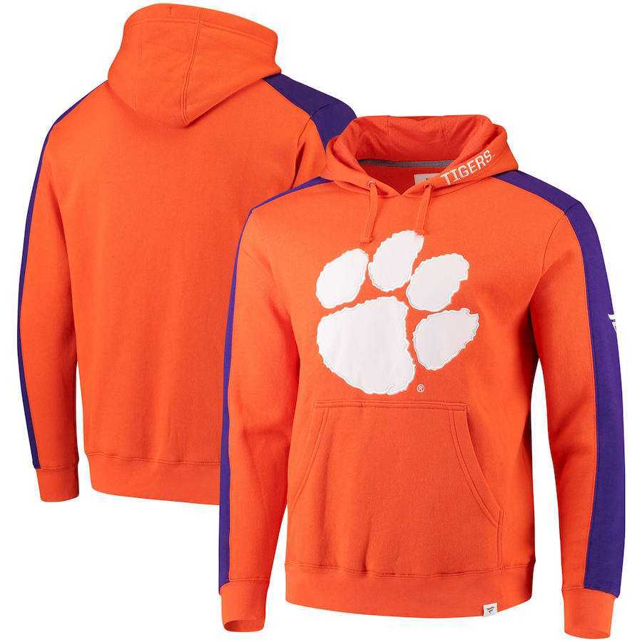 Men's Clemson Tigers Fanatics Branded Iconic Colorblocked Fleece Pullover Hoodie Orange